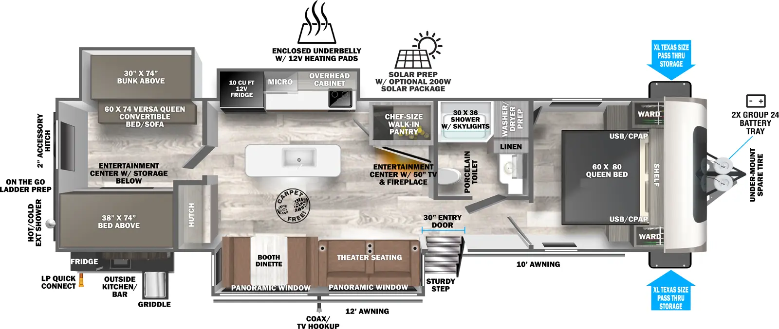 Hemisphere Travel Trailers 310BHI Floorplan